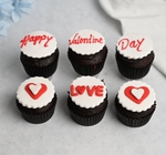 Set of Six Valentine Love Filled Chocolate Cupcakes